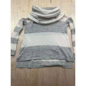 Free People Women's Alpaca Blend Sweater Gray Ivory Pullover Cowl Neck Medium